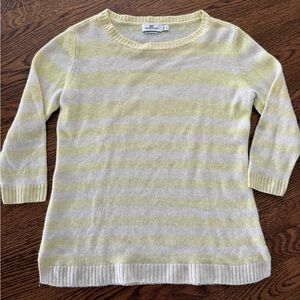 VINEYARD VINES Striped Linen Cashmere Sweater Soft Coastal Butter Yellow S